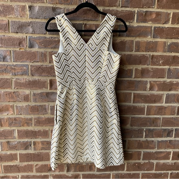 J.Crew Metallic Gold Chevron Patterned Sleeveless Dress 2 - Picture 1 of 8
